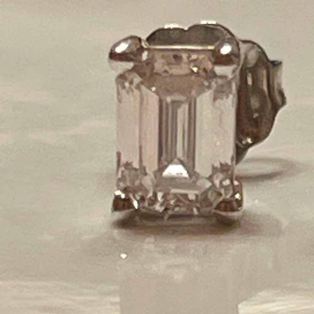 IGI Certified Emerald Cut Laboratory Grown Diamond Earrings 14K WG 1CTW NWT - Picture 4 of 9